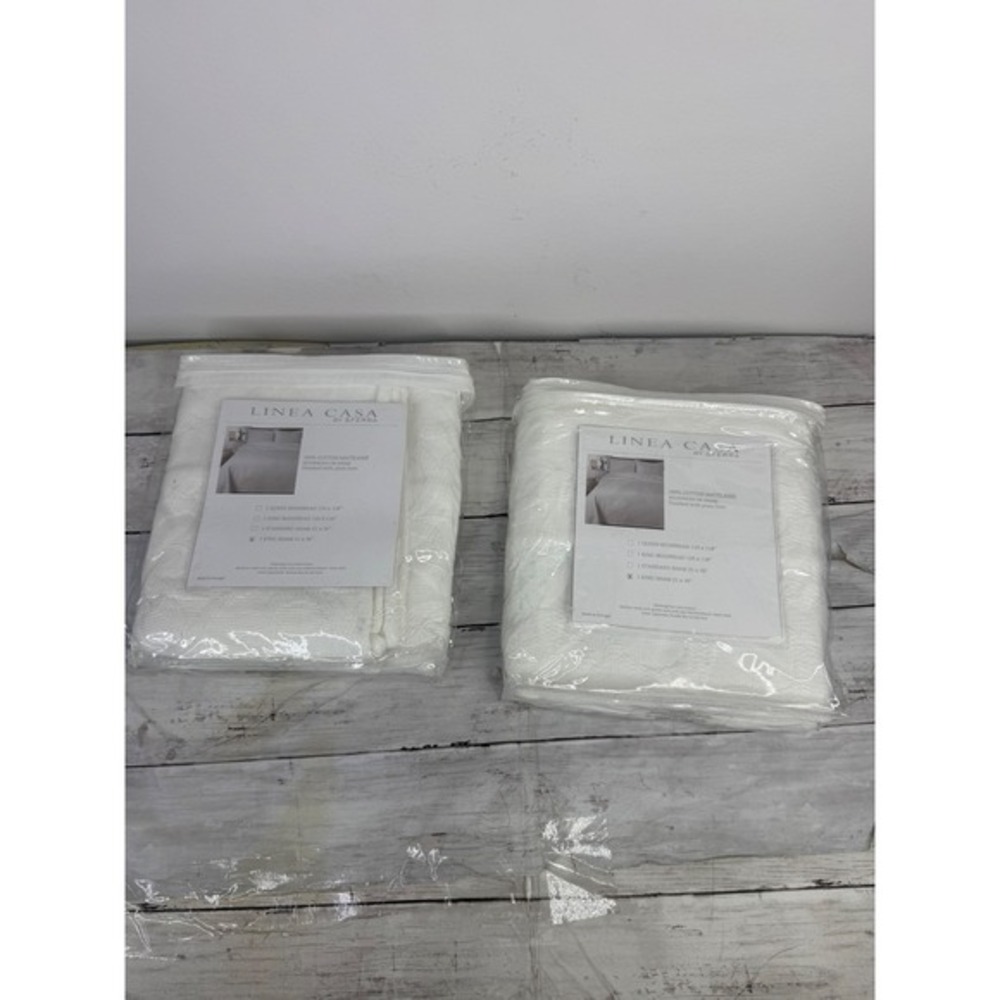 Linea Casa by Sferra King Sham Set of 2 White 100% Cotton Matelasse Portugal